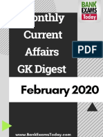 Monthly Current Affairs GK Digest February 2020