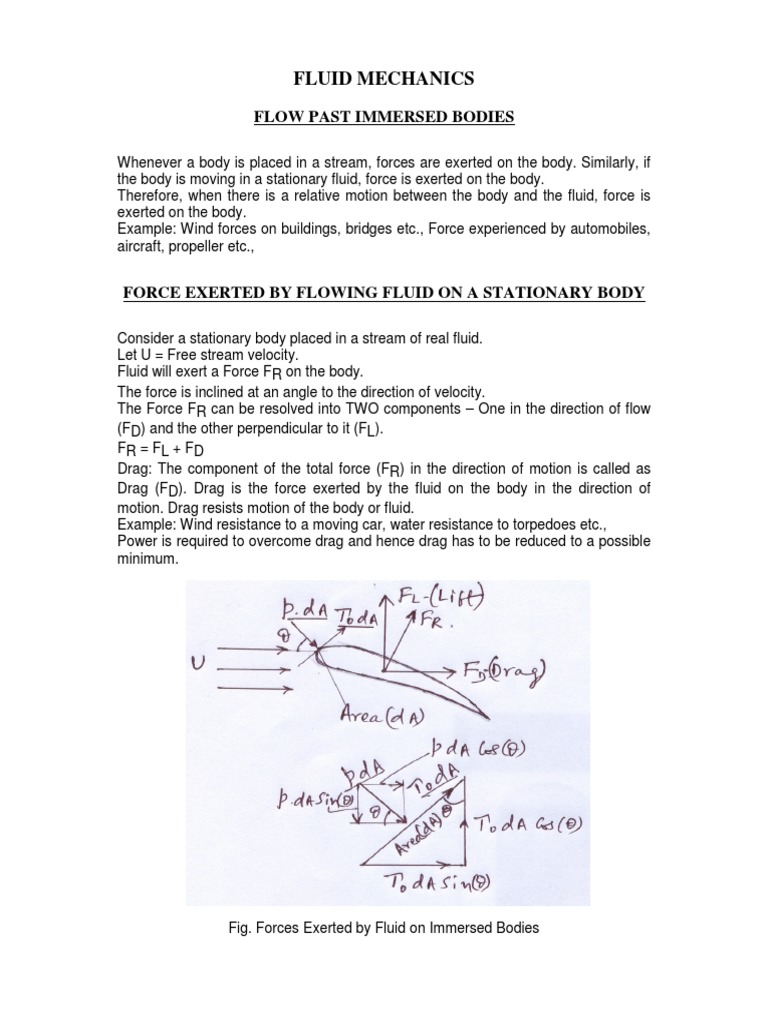 Forces on Immersed Bodies in Fluid Flow | PDF | Drag (Physics ...