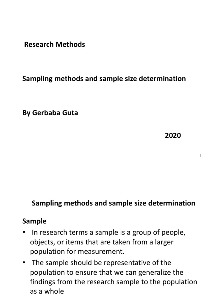 1 sampling methods and sample size determination pdf sampling
