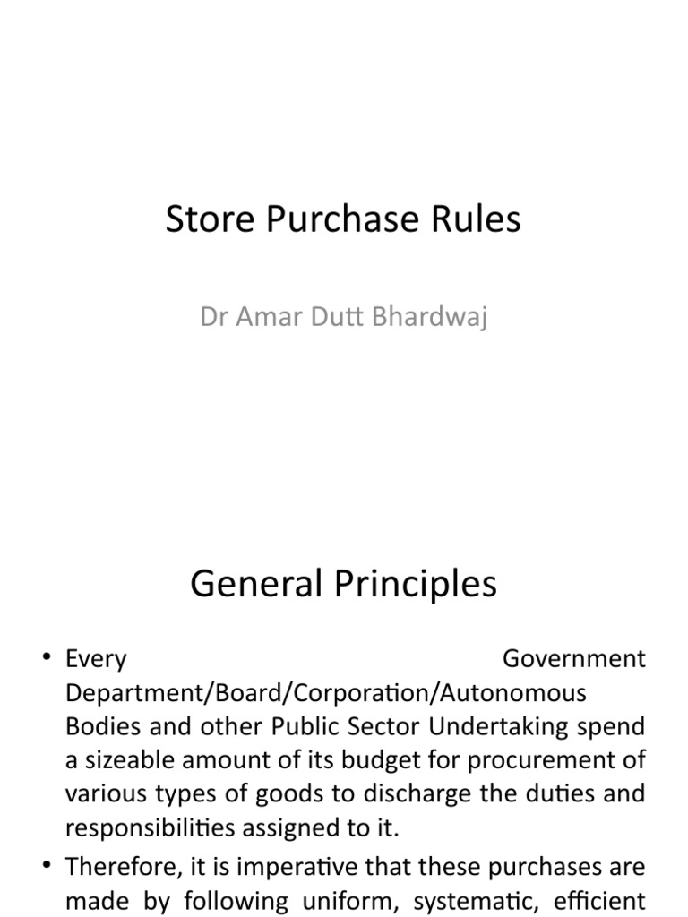 Store Purchase Rules PDF Procurement Money