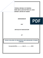 The Federal Republic of Nigeria The Companies and Allied Matters Act, 2020 Company Limited by Shares