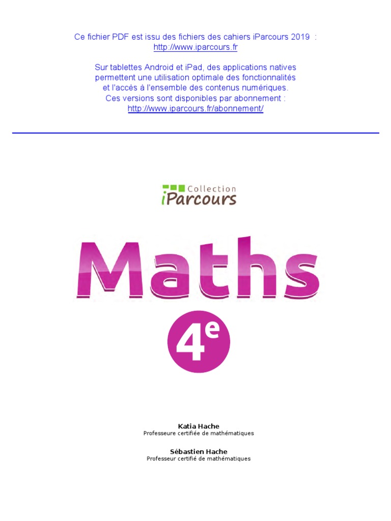 Iparcours 4ème Corrigé Pdf 2019 Cahier Iparcours 4ème - 2019 | PDF | Triangle | Fonction trigonométrique