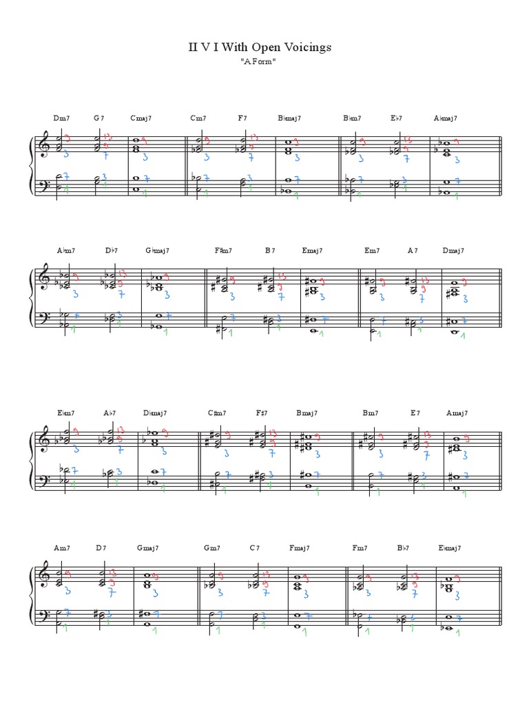 II V I Open Voicings With Annotations | PDF