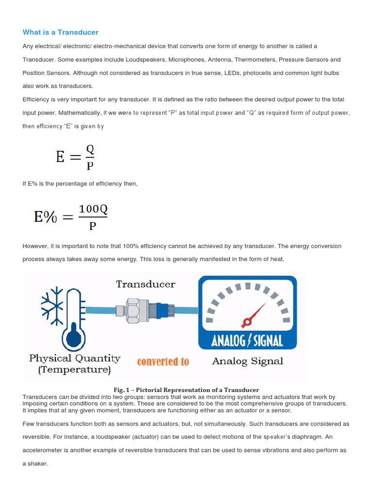 Transducer Notes Made by Shoaib Khan PDF Sensor Piezoelectricity