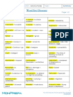 Word List Glossary: English