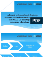 La Escuela en Contextos de Encierro Gobierno Institucional Equipos Directivos en La MECE. Las Estrategias en La Comunidad Educativa A Cargo