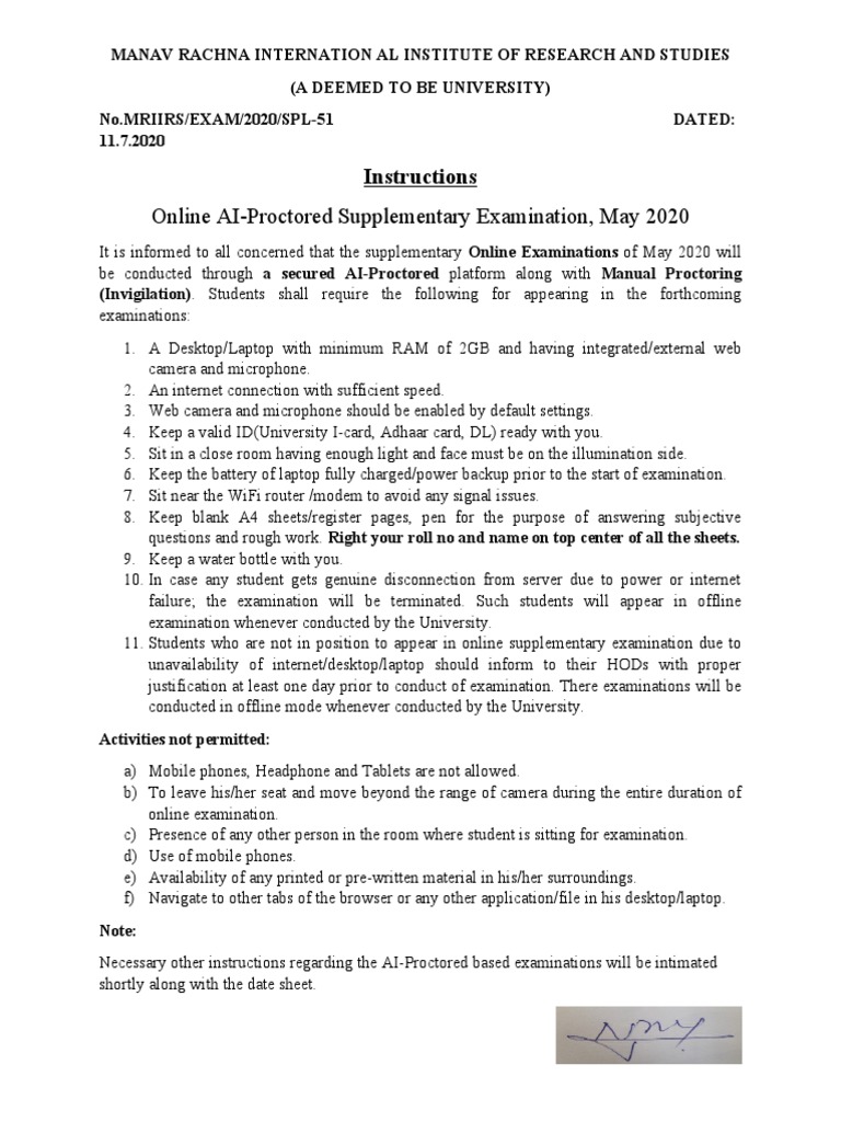 AI-Proctored Exam Guidelines for Students | PDF | Online And Offline ...