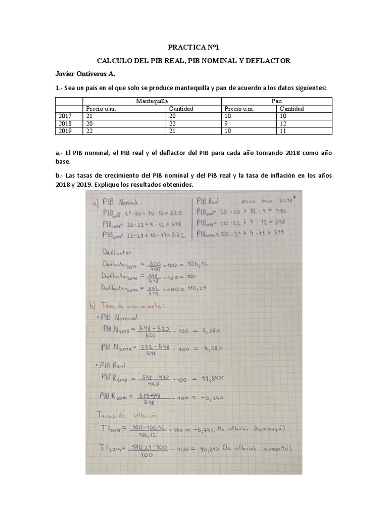 Cálculo de PIB Real y Nominal | PDF | Producto Interno Bruto | Inflación