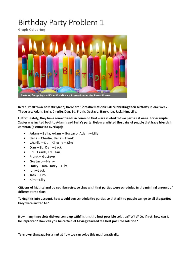 Minimizing Birthday Party Time Slots | PDF
