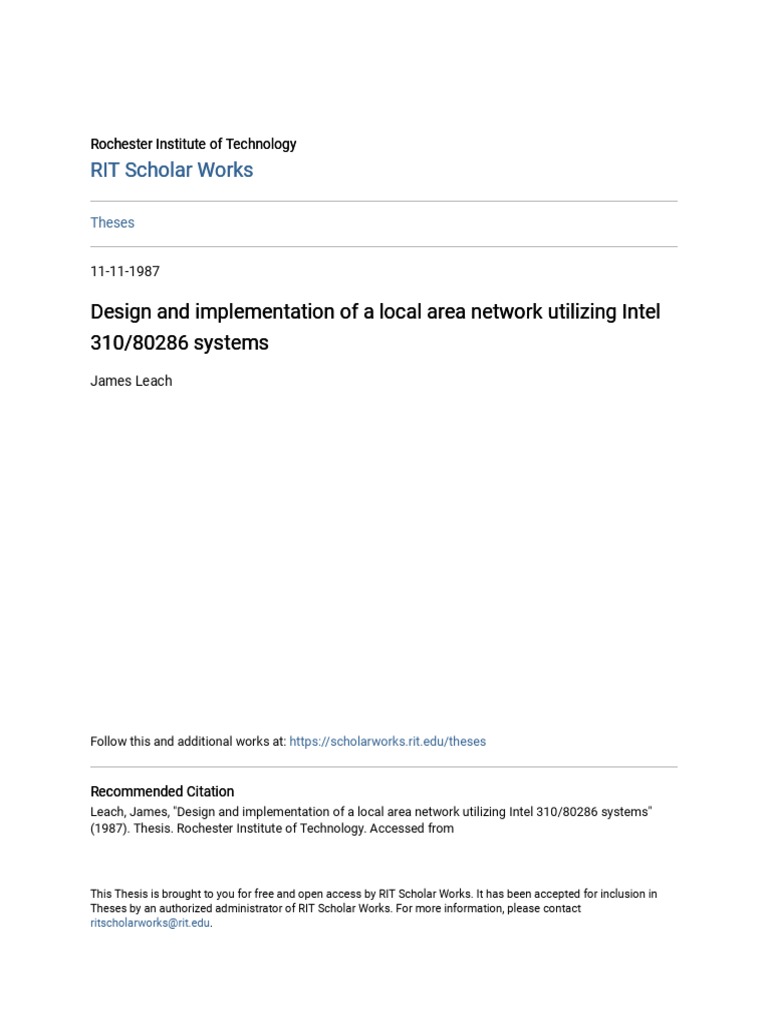Design and Implementation of A Local Area Network Utilizing Intel | PDF ...