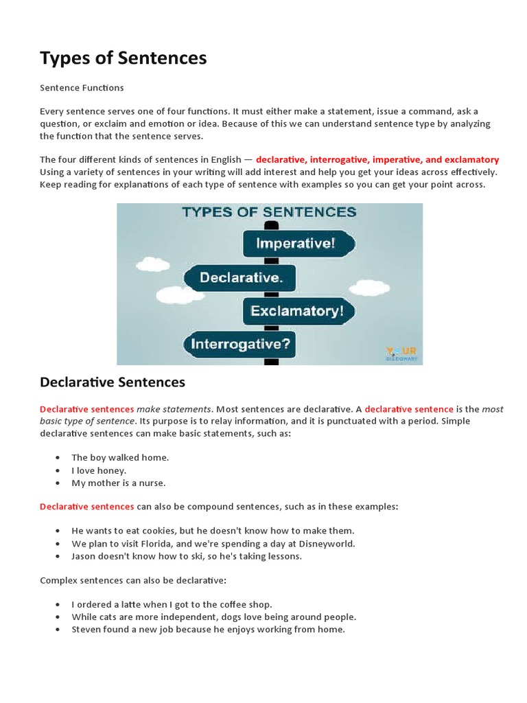 LS1 ENGLISH Type of Sentences | PDF | Question | Sentence (Linguistics)