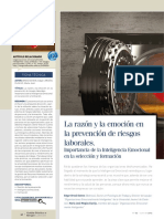 La Razón y La Emoción en La Prevención de Riesgos Laborales. Importancia de La Inteligencia Emocional en La Selección y Formación