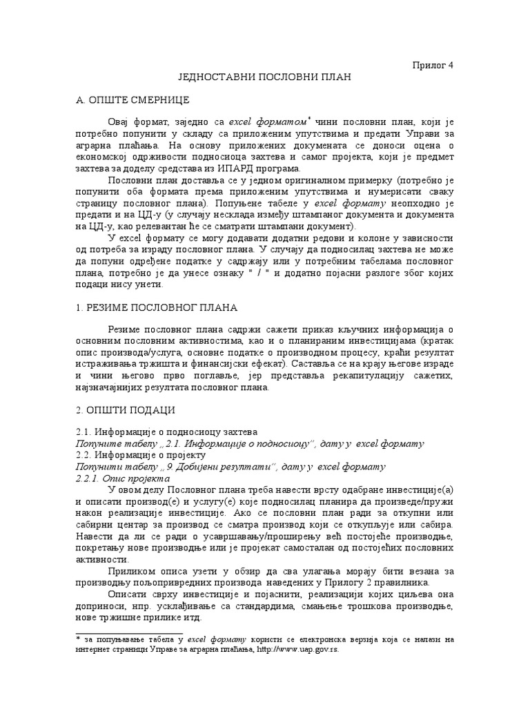 Poslovni Plan - Prost | PDF