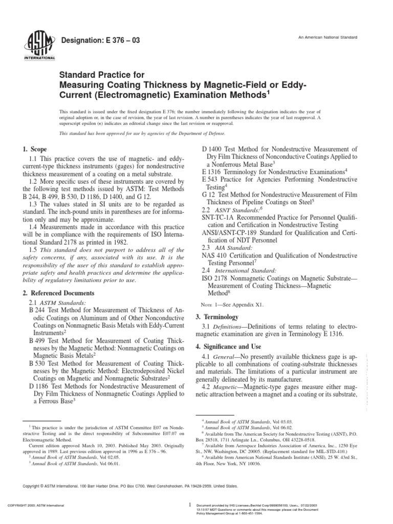 Astm E376 Pdf Nondestructive Testing Calibration