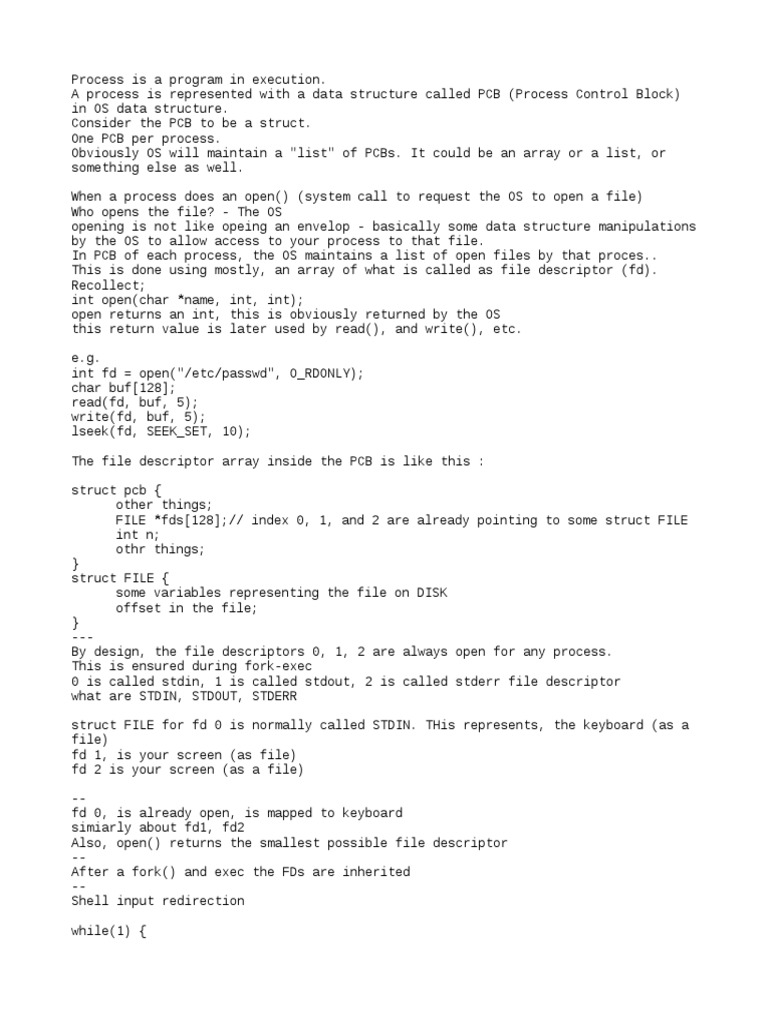 0b.notes Redirection Pipes File Descriptors PDF Computing