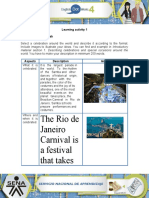 The Rio de Janeiro Carnival Is A Festival That Takes: Learning Activity 1 Evidence: Take A Break