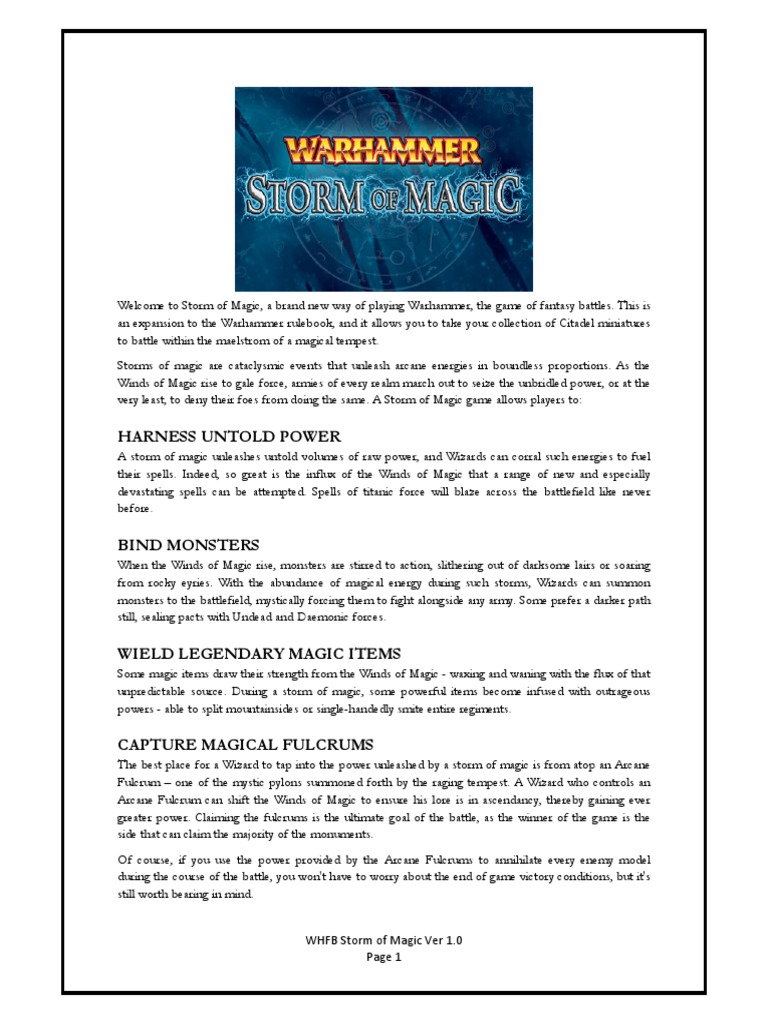WHFB - Supplement Storm of Magic 1.0 | PDF | Magician (Fantasy)