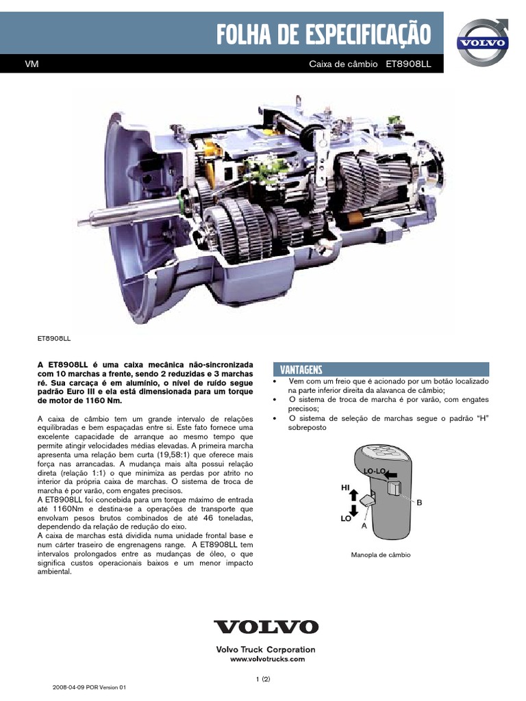 Caixa Volvo VM 260 | PDF | Transmissão (Mecânica) | Máquinas