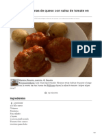 Albóndigas Rellenas de Queso Con Salsa de Tomate