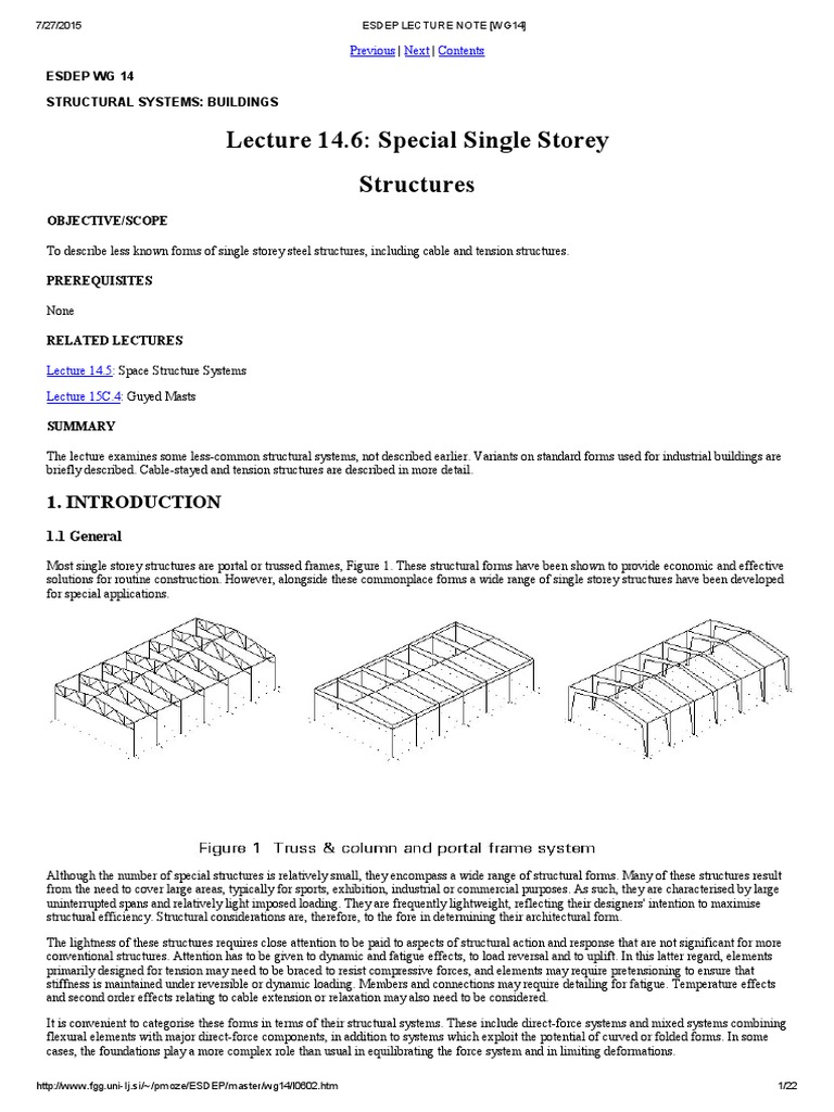 Special Single Storey Structures | PDF | Truss | Dome