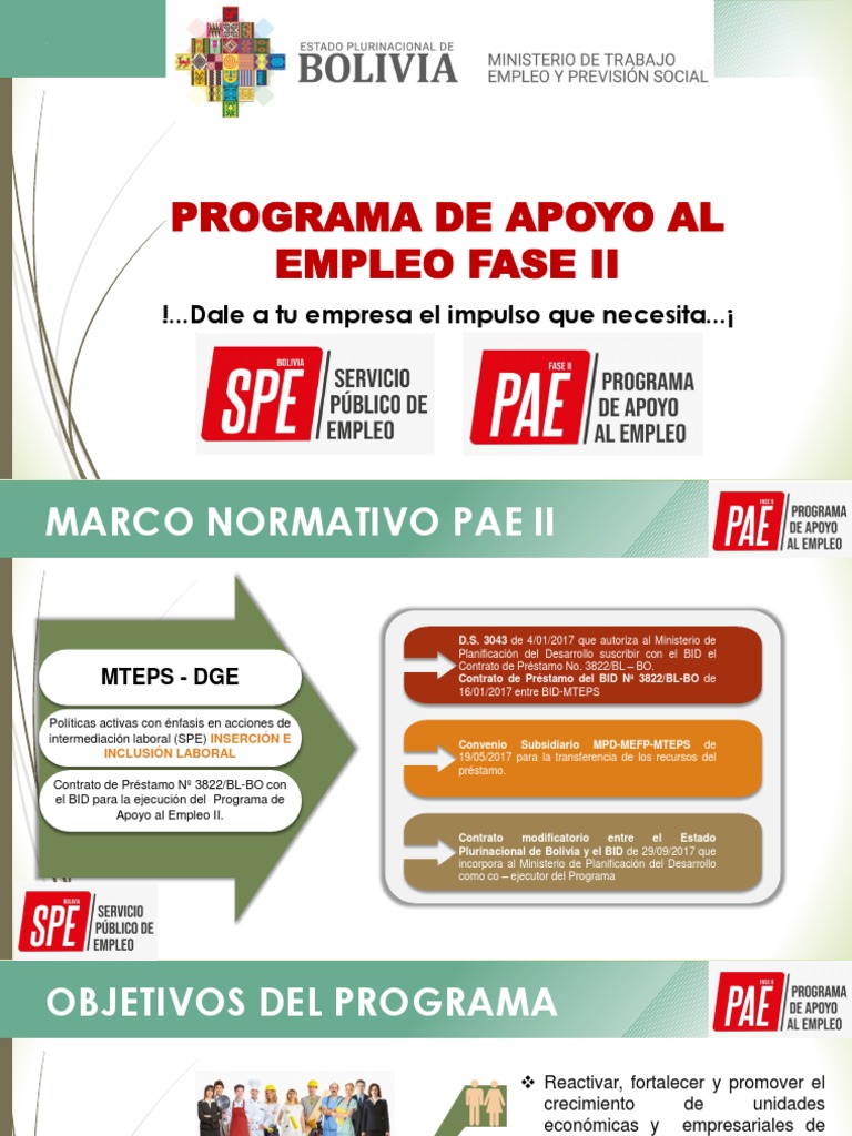 Programa de Apoyo al Empleo II en Bolivia | PDF | Política