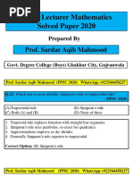 PPSC Lecturer Mathematics Solved Paper 2020