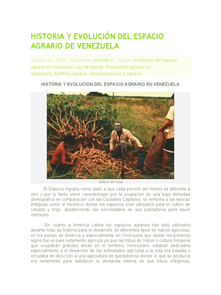 Historia y Evolución Del Espacio Agrario de | PDF | Agricultura | Venezuela