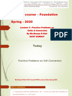 Lecture Slide 3 Practice Problems On Units and Conversion