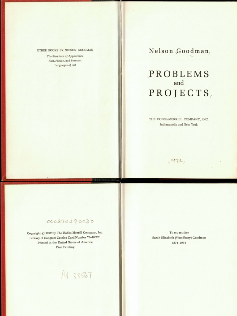 Nelson Goodman - Problems and Projects-Bobbs-Merrill (1972) | PDF ...