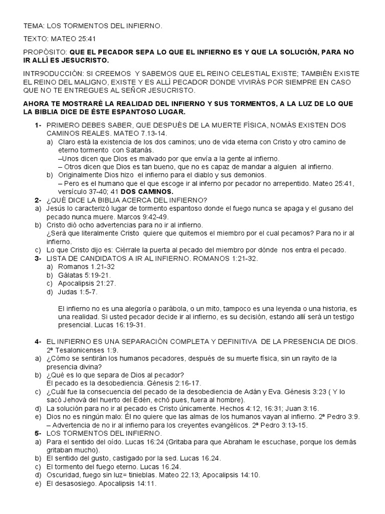 Los Tormentos del Infierno según la Biblia | PDF | Infierno | Pecado