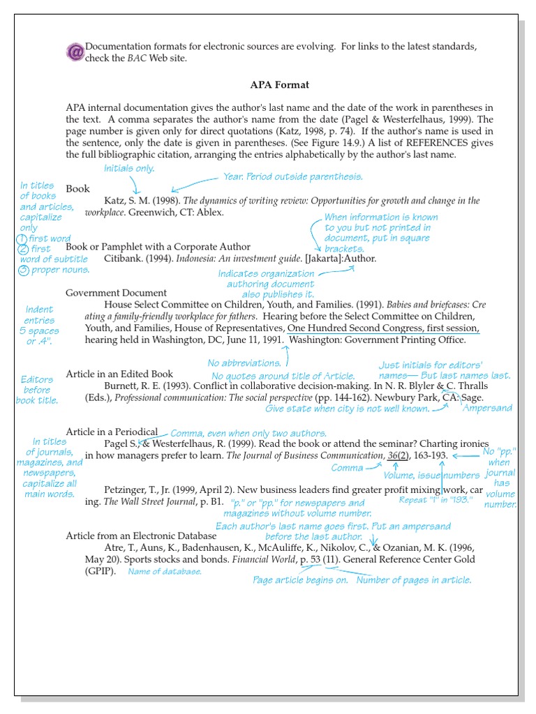 APA Format: Workplace. Greenwich, CT: Ablex | PDF | Bracket | Apa Style