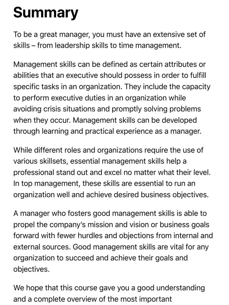 Essential Management Skills for Success | PDF | Career & Growth | Business