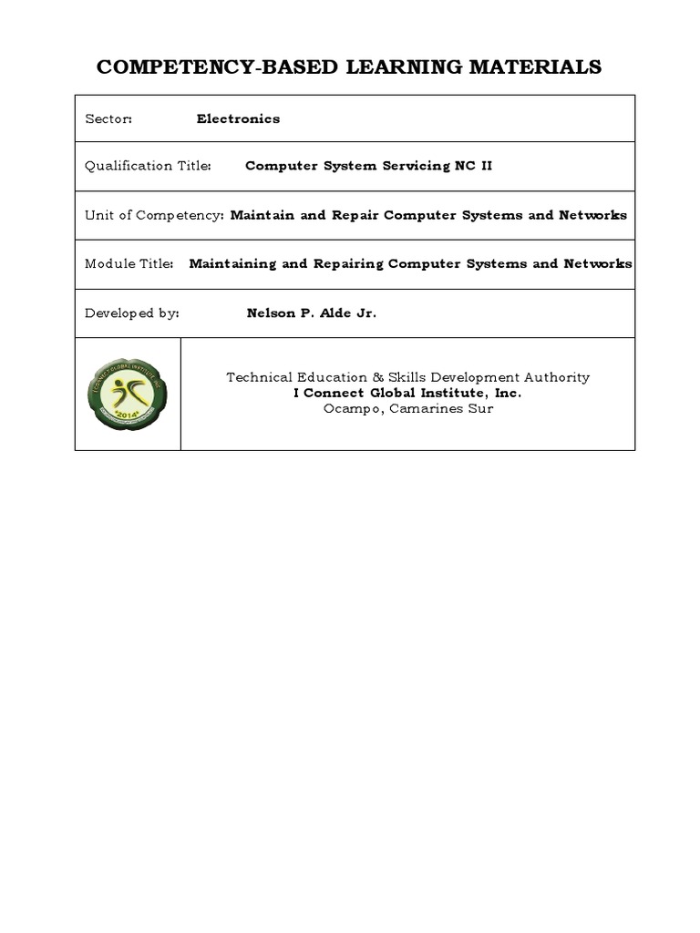 Competency-Based Computer Maintenance Guide | PDF | Computer Virus ...