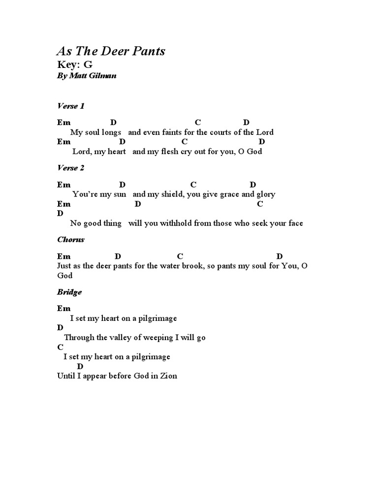 As The Deer Guitar Chords