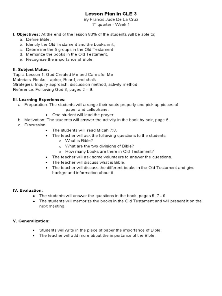 CLE 3 Lesson Plans Overview | PDF | Lesson Plan | Teachers