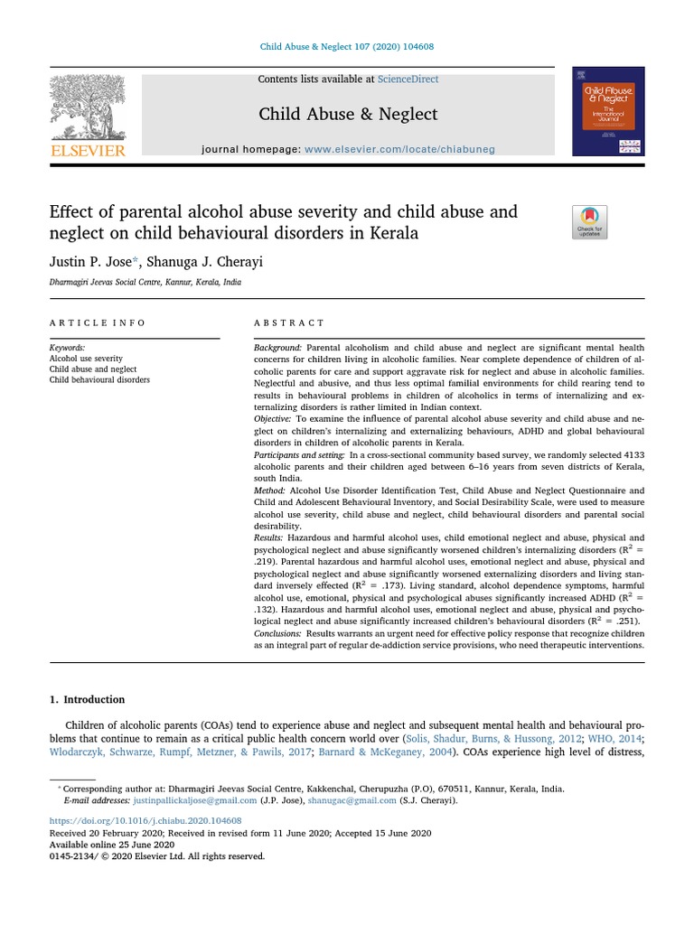 Child Abuse and Neglect | PDF | Child Neglect | Alcoholism