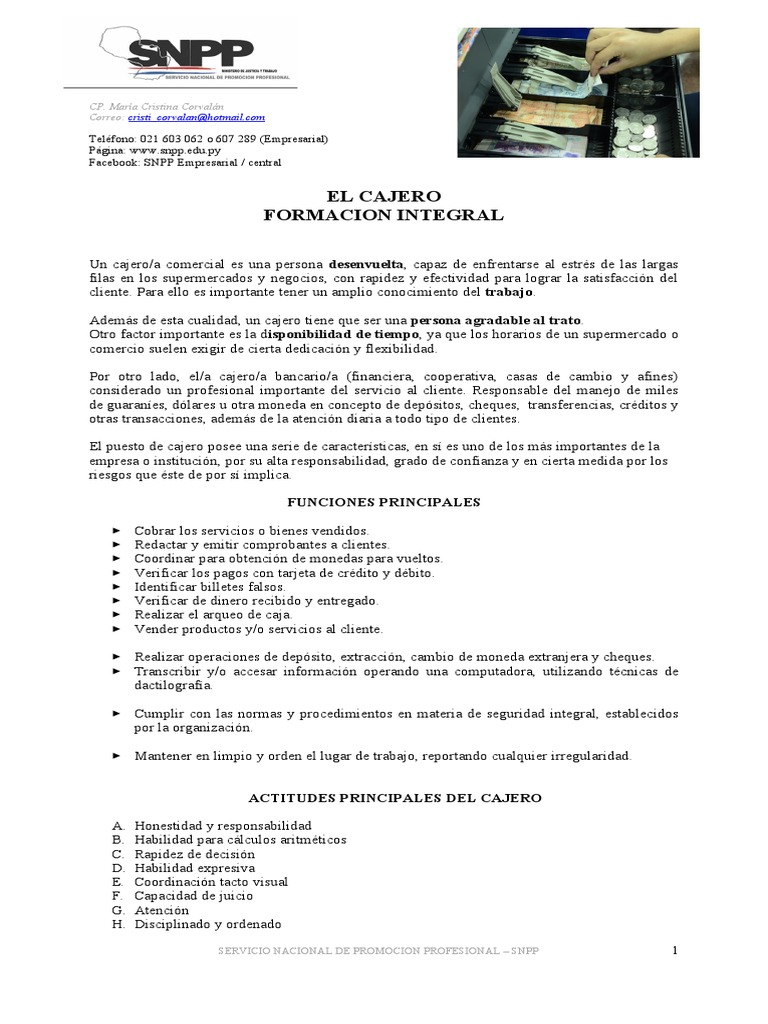 Funciones y habilidades del cajero | PDF | Tarjeta de débito | American ...