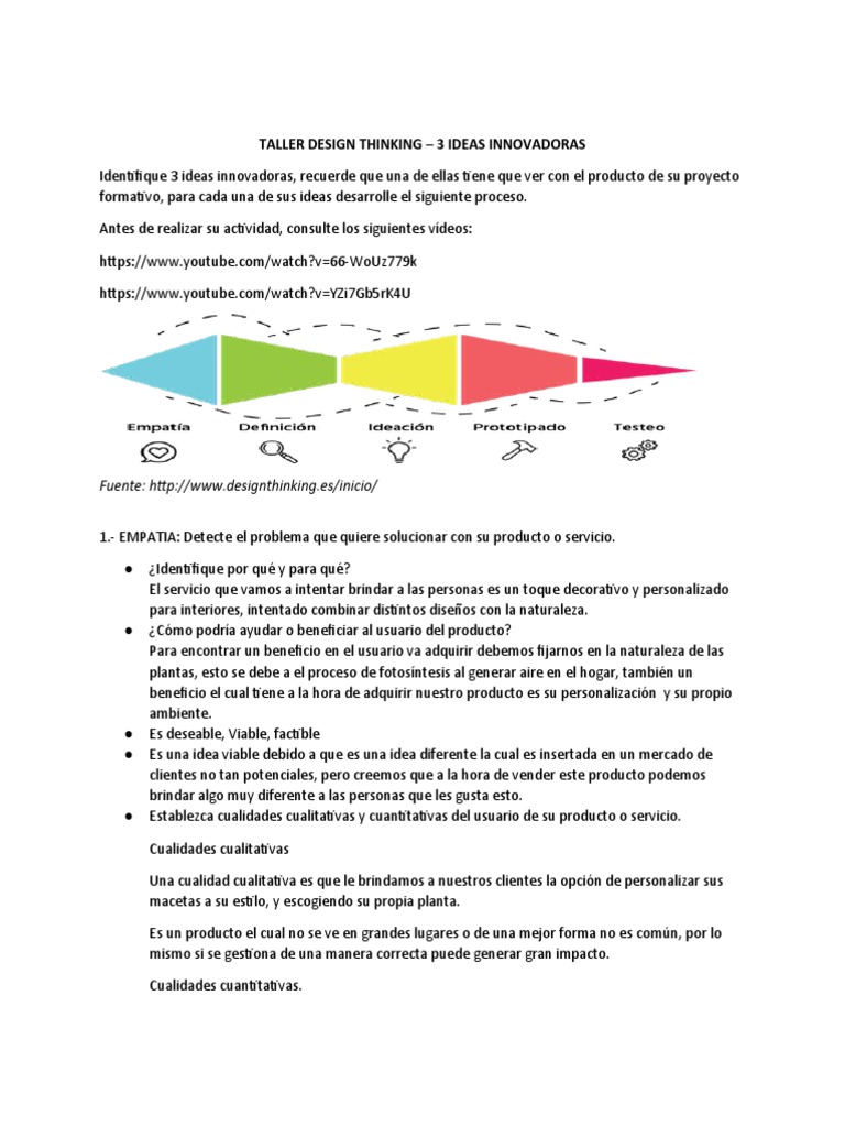 Taller Design Thinking | PDF | Creatividad | Business