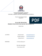 Plan de negocios para empresa de paneles fotovoltaicos