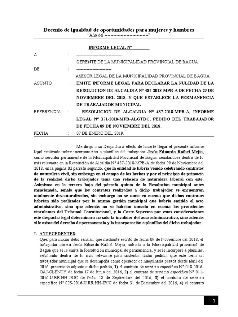 Informe MODELO | PDF | Derecho laboral | Administración Pública