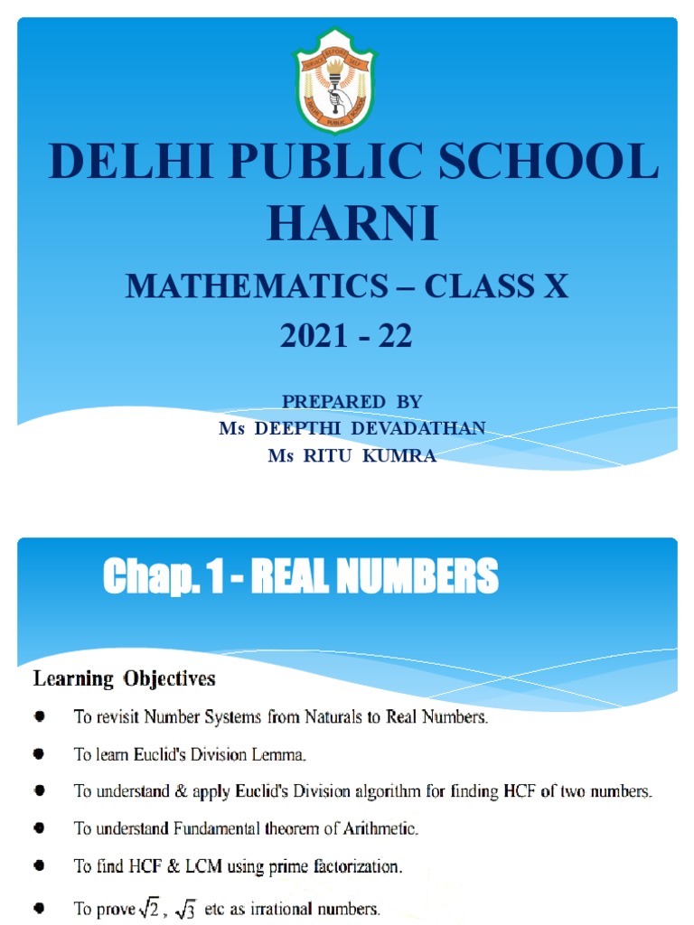 Class X Math: Real Numbers Guide | PDF | Rational Number | Mathematical ...