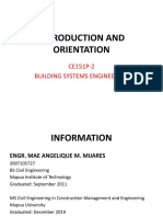 Introduction and Orientation: CE151P-2 Building Systems Engineering