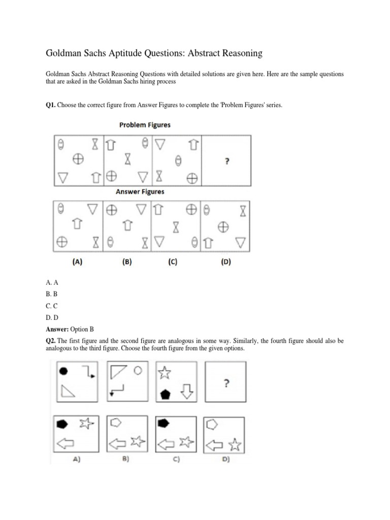 Goldman Sachs Abstract Reasoning Test Guide | PDF | Games & Activities ...