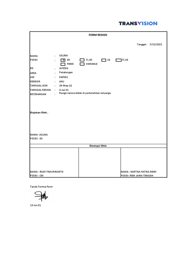 Form Resign Dan Exit Clearance Pdf