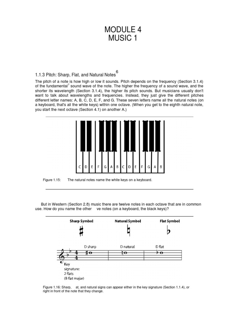 Music 1: 1.1.3 Pitch: Sharp, Flat, and Natural Notes | PDF | Pitch (Music)  | Musical Compositions