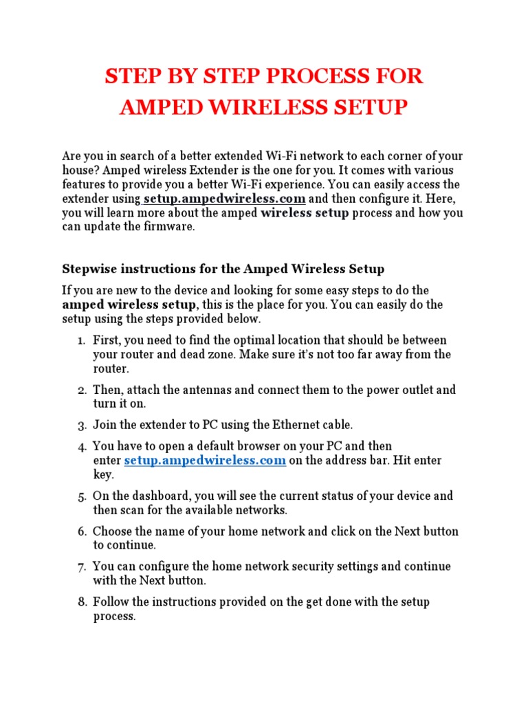 Amped Wireless Extender Setup Guide | PDF | Wi Fi | Computer Network