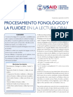 Procesamiento Fonológico y La Fluidez en La Lectura Oral