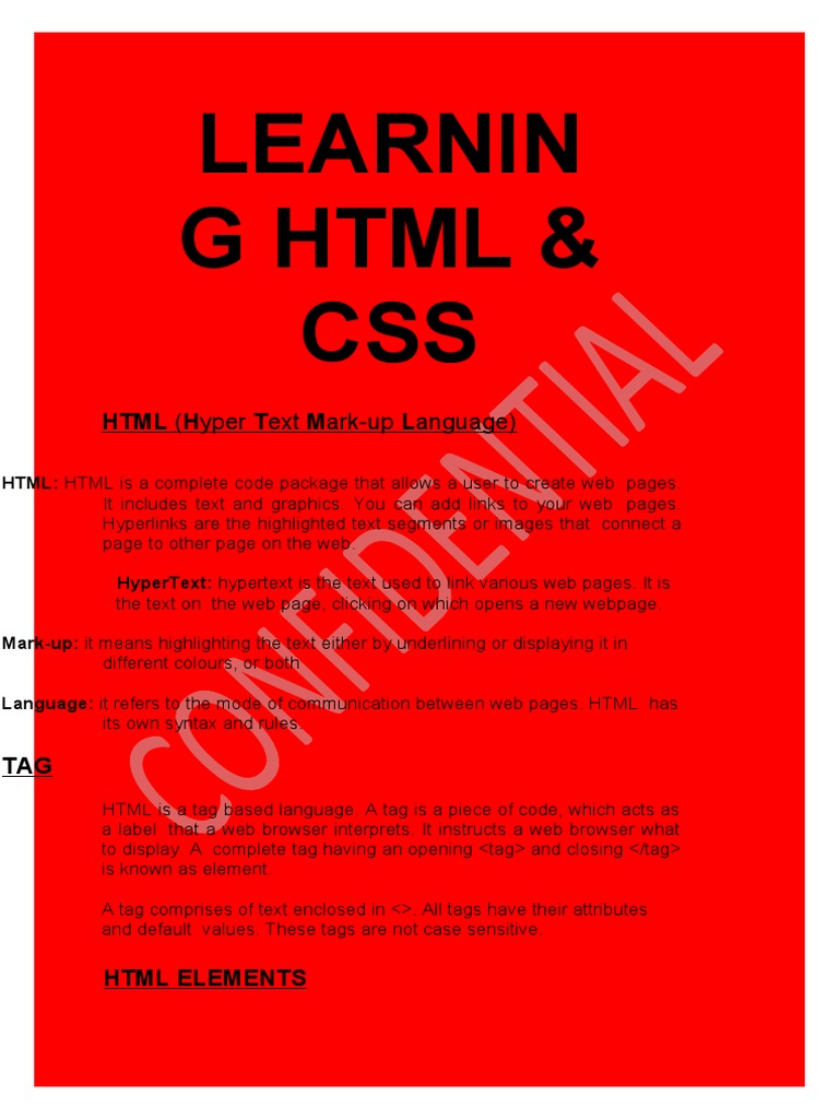 Learning HTML | PDF | Html Element | Html
