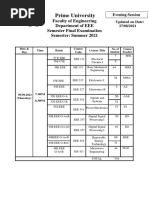 Prime University: Faculty of Engineering Department of EEE Semester Final Examination Semester: Summer 2021