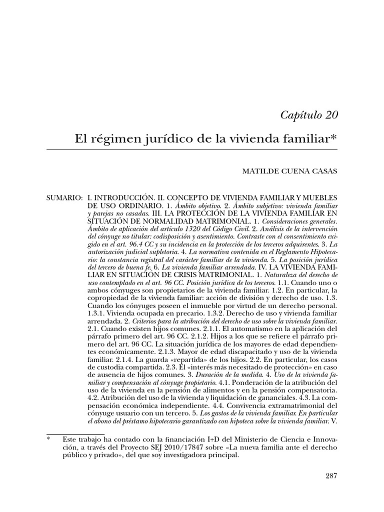 Régimen Jurídico de la Vivienda Familiar | PDF | Finanzas y dinero ...
